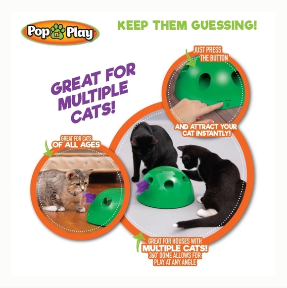 Pets Know Best Pop N Play Interactive Cat Motion Toy, Green - Picture 5 of 12